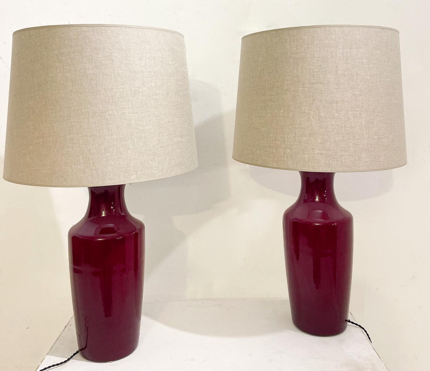 Late 20th Century Mid-Century Modern Pair Of Murano Table Lamps, Venini