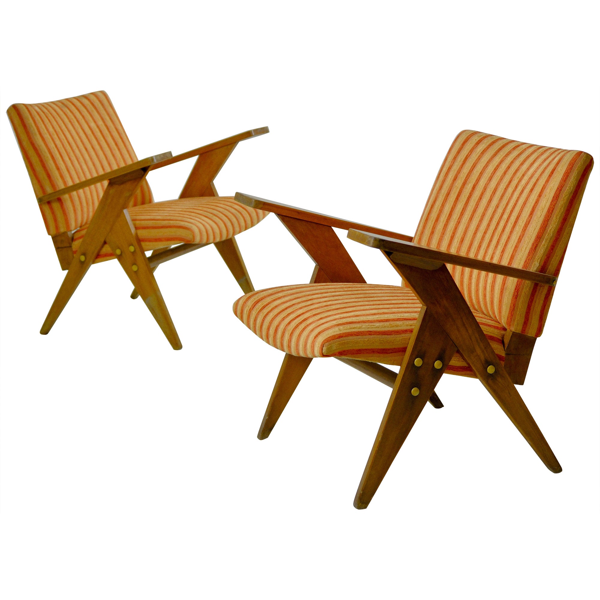 Paire de chaises longues N de style mi-siècle moderne par Zanine Caldas, années 1960