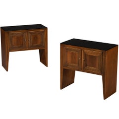 Mid-Century Modern Pair of Night Stands or Small Cabinets in Walnut