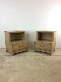 Mid Century Modern Pair of Nightstands with Limed Oak Finish