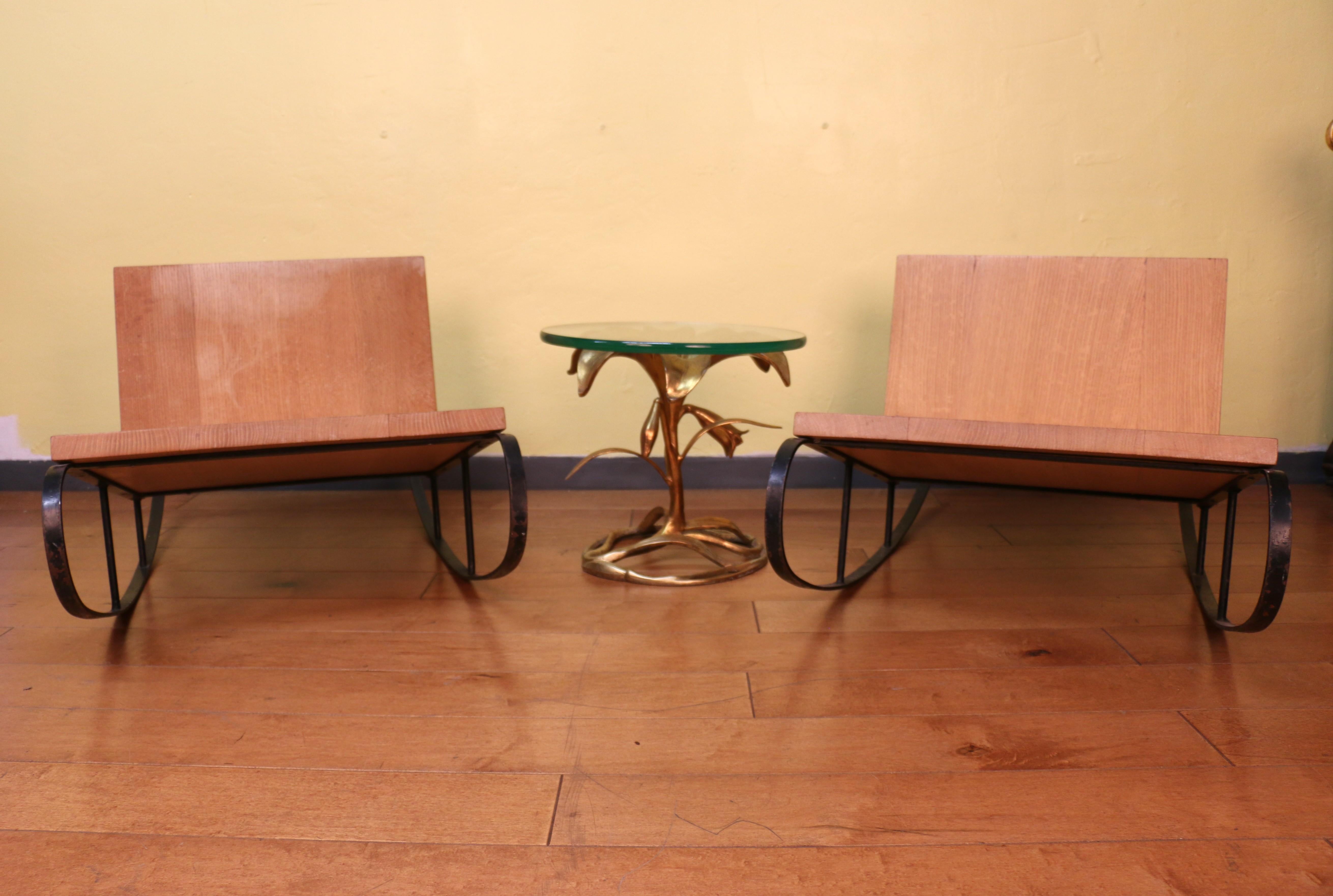 Coppia di sedie a scaffale in Oak e metallo del Mid Century Modern, anni '70 in vendita 12