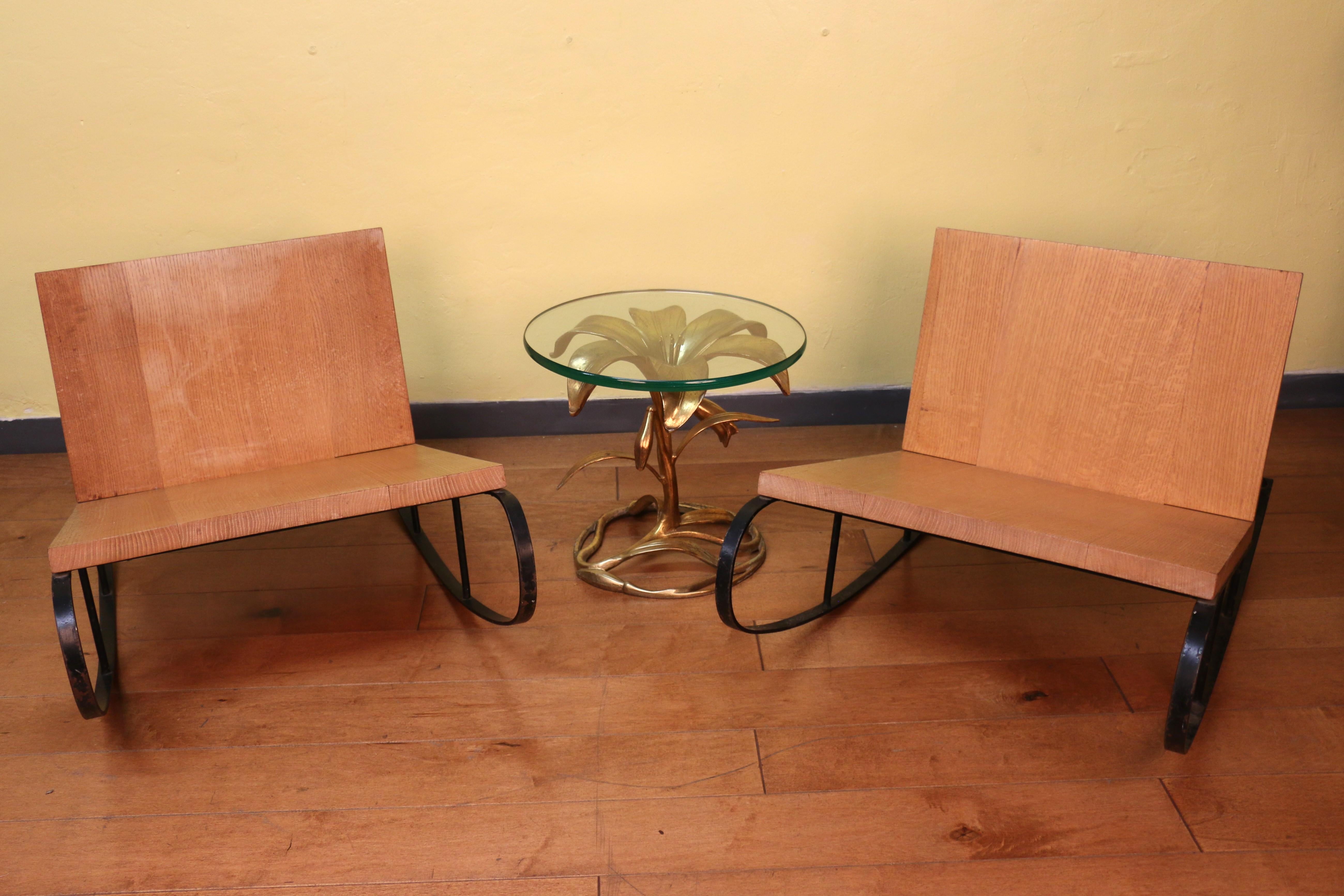 Coppia di sedie a scaffale in Oak e metallo del Mid Century Modern, anni '70 in vendita 13