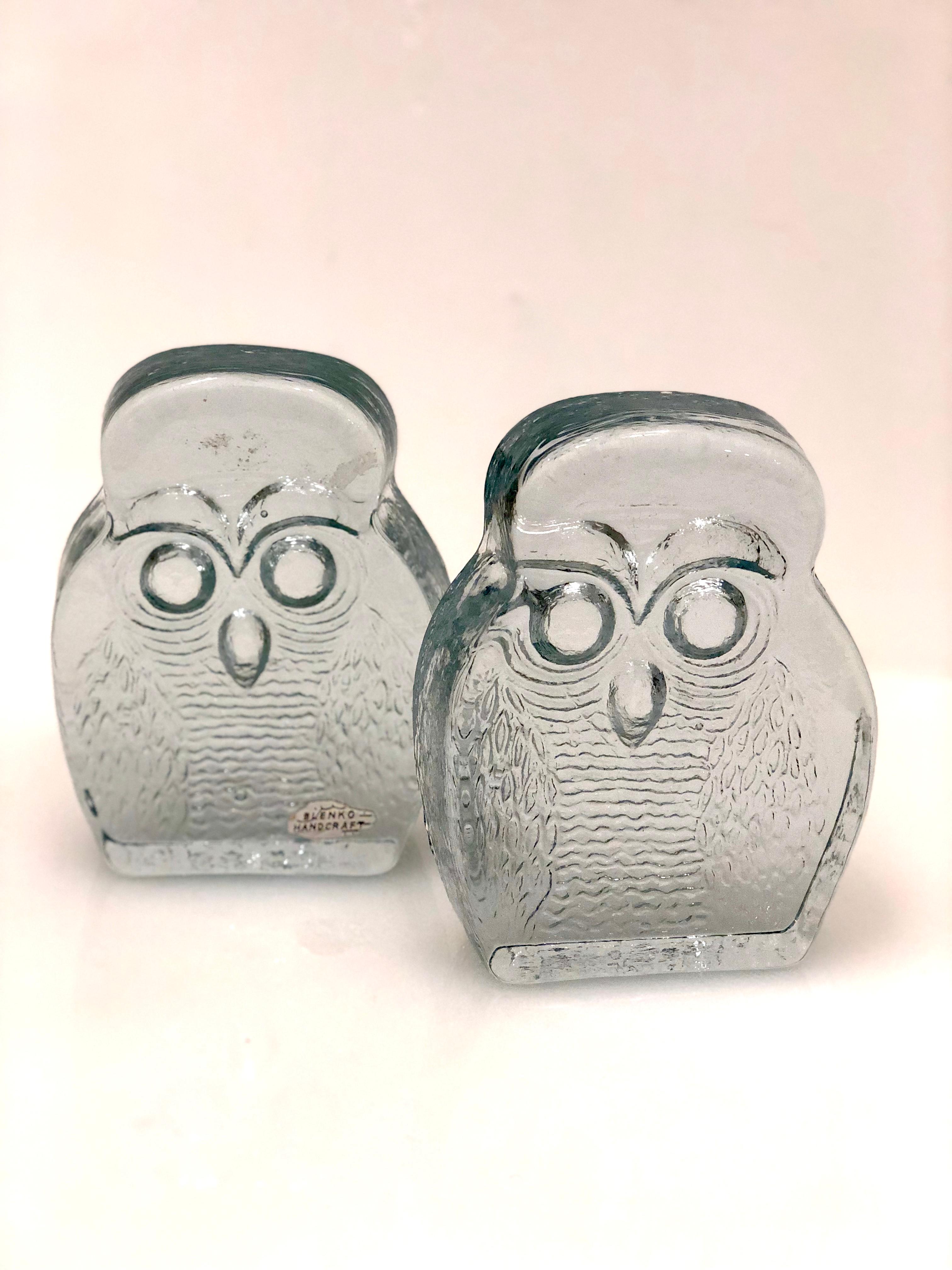 Mid-Century Modern Pair of Owl Bookends by Blenko In Good Condition In San Diego, CA