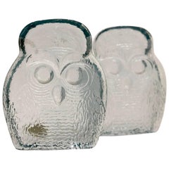 Mid-Century Modern Pair of Owl Bookends by Blenko