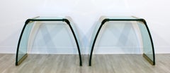 Mid-Century Modern Pair of Pace Waterfall Side End Tables Brass and Glass, 1970s