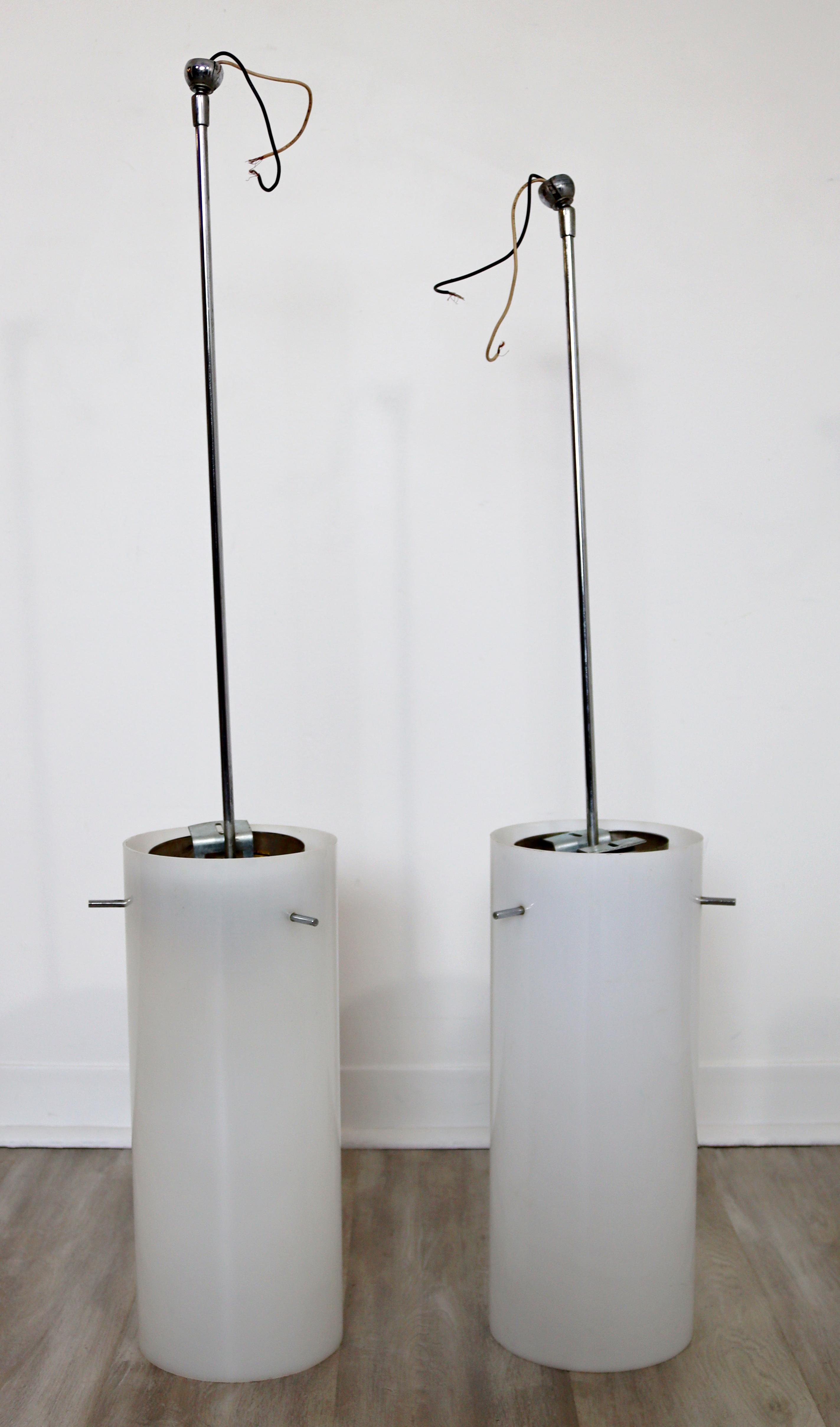 For your consideration is a pretty pair of pendant light fixtures by Paul Mayen, circa the 1960s. In excellent condition. The dimensions are 7