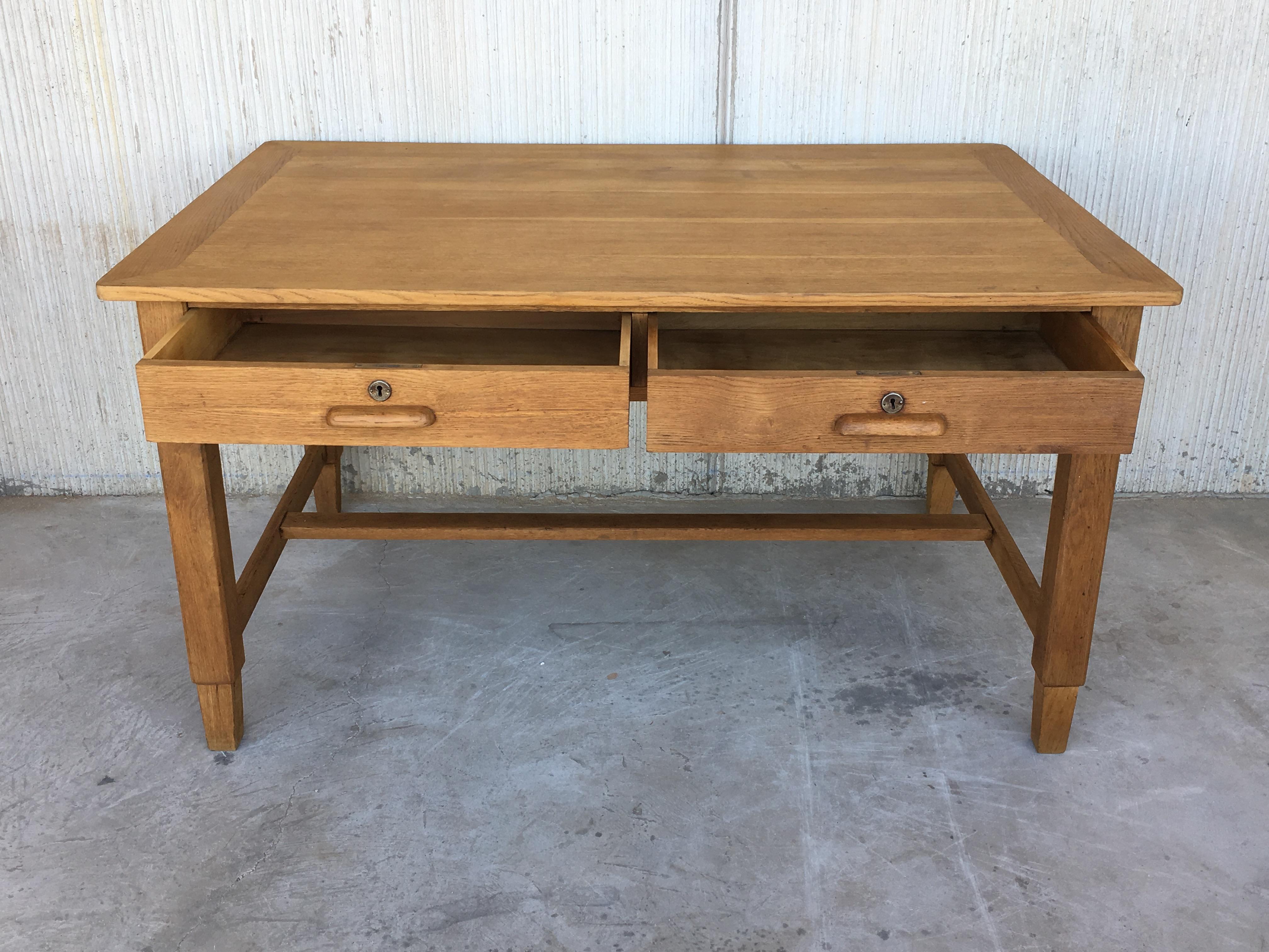 20th Century Mid-Century Modern Pair of Pine Desk with Two Drawers