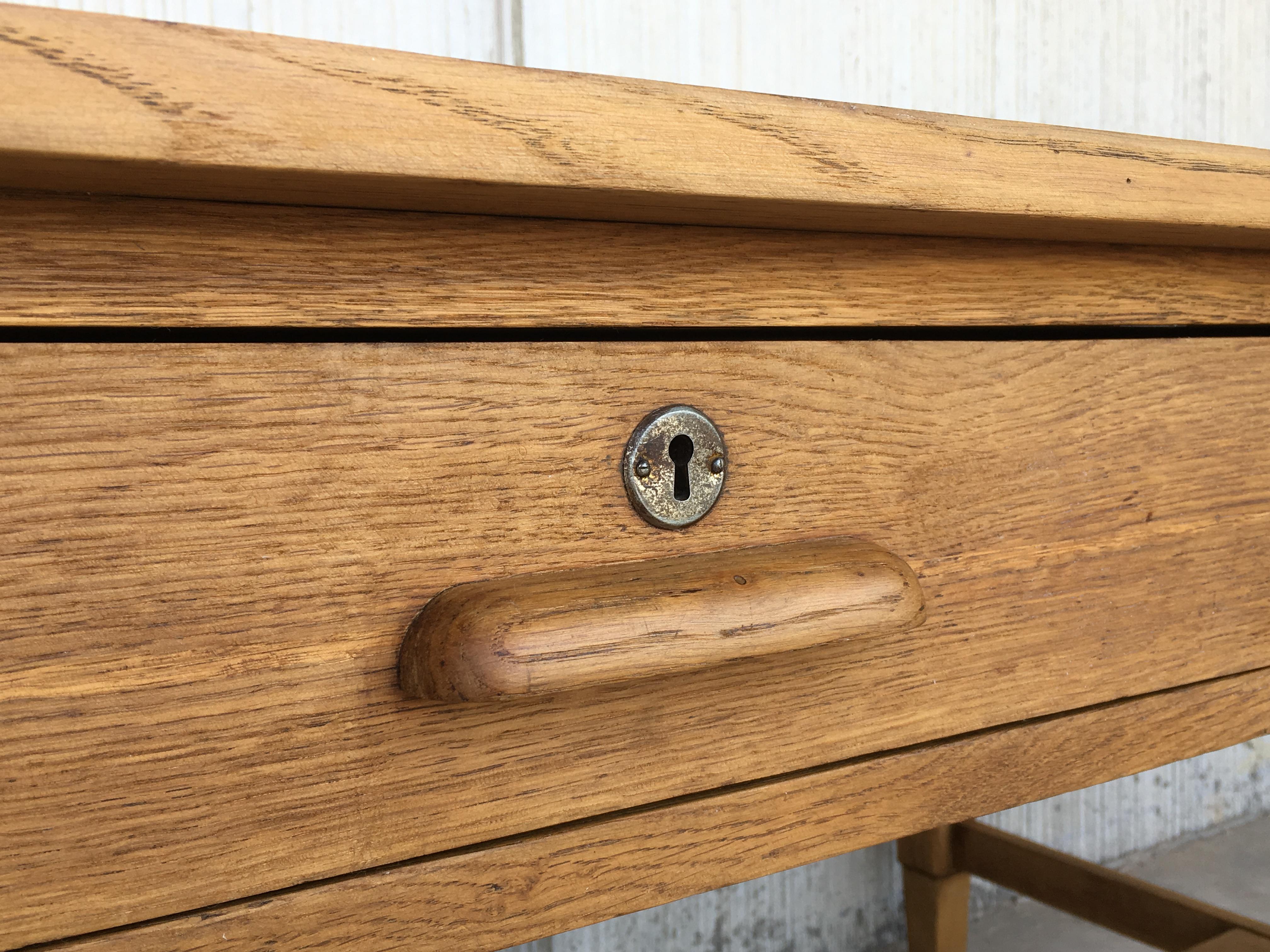 Mid-Century Modern Pair of Pine Desk with Two Drawers 1