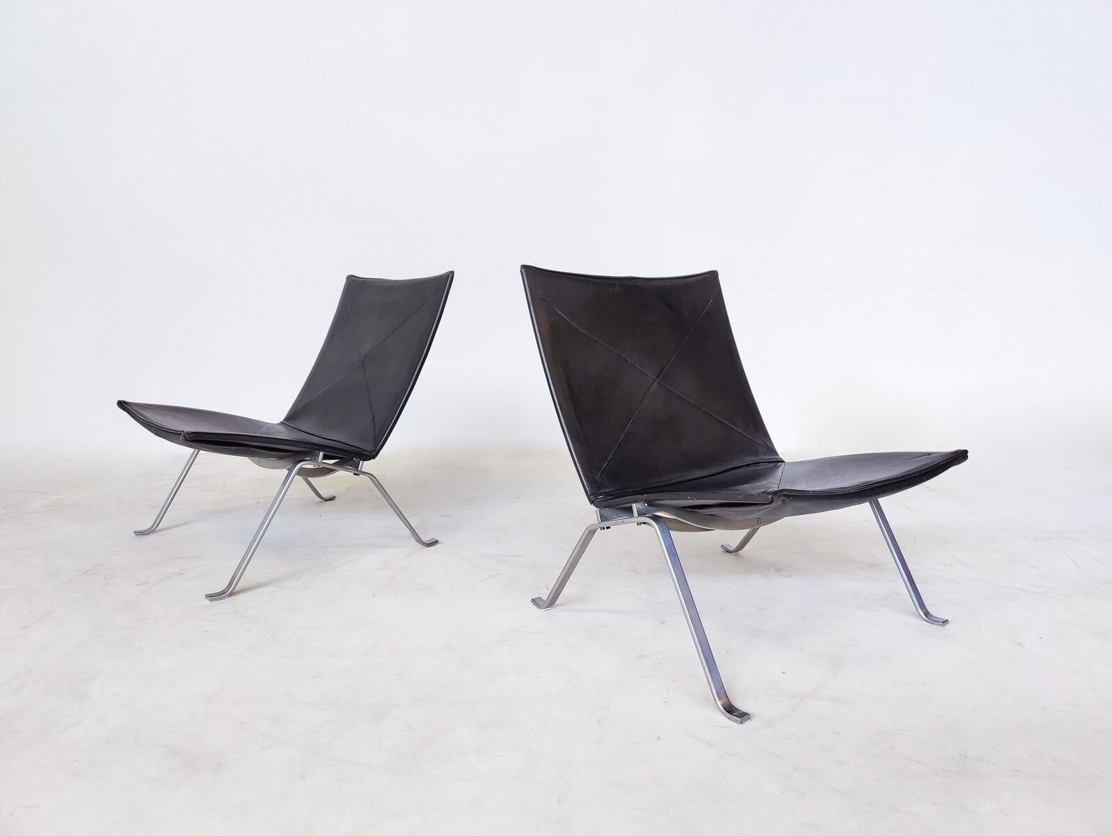 Mid-Century Modern Pair of PK22 Armchairs by Poul Kjaerholm for E. Kold Christen In Good Condition For Sale In Brussels, BE