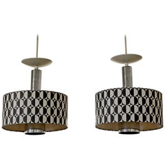 Mid-Century Modern Pair of Rare Italian Lightolier Pendant Light Fixtures, 1960s
