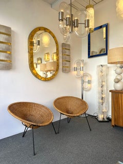 Mid-Century Modern Pair of Rattan Armchairs by Roberto Mango, Italy, 1950s