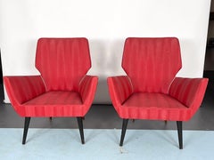MY MODERNITY Paire de fauteuils rouges. Italie années 1950