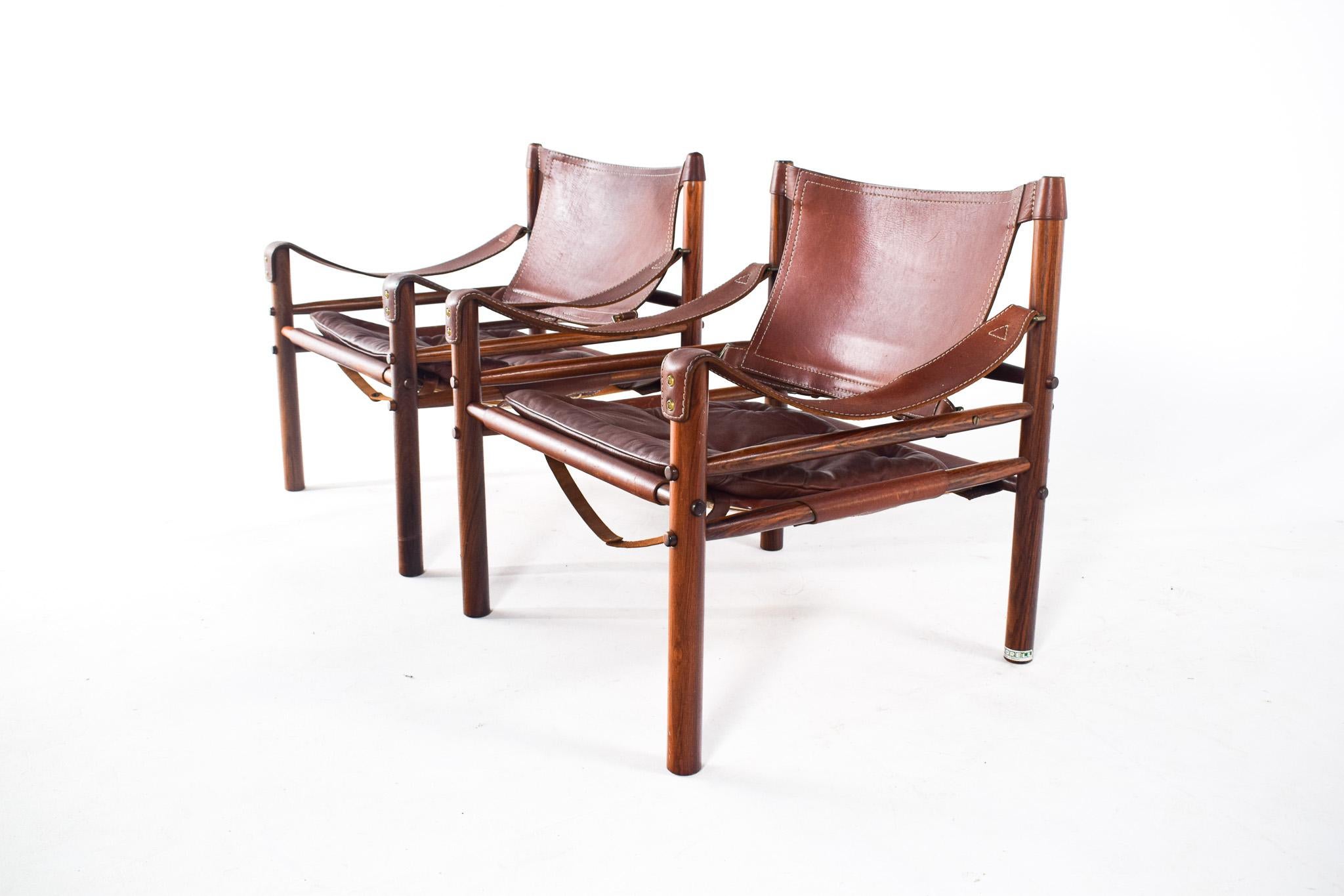 Swedish Mid-Century Modern Pair of Rosewood Armchairs by Arne Norell