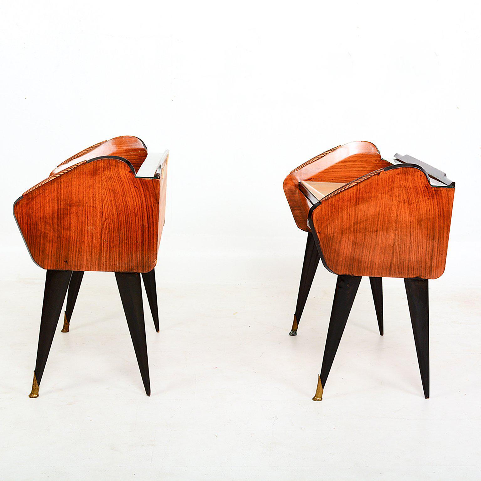 Mid-Century Modern Mid Century Modern  Pair of Rosewood Nightstands Bed Side Tables Made in Italy