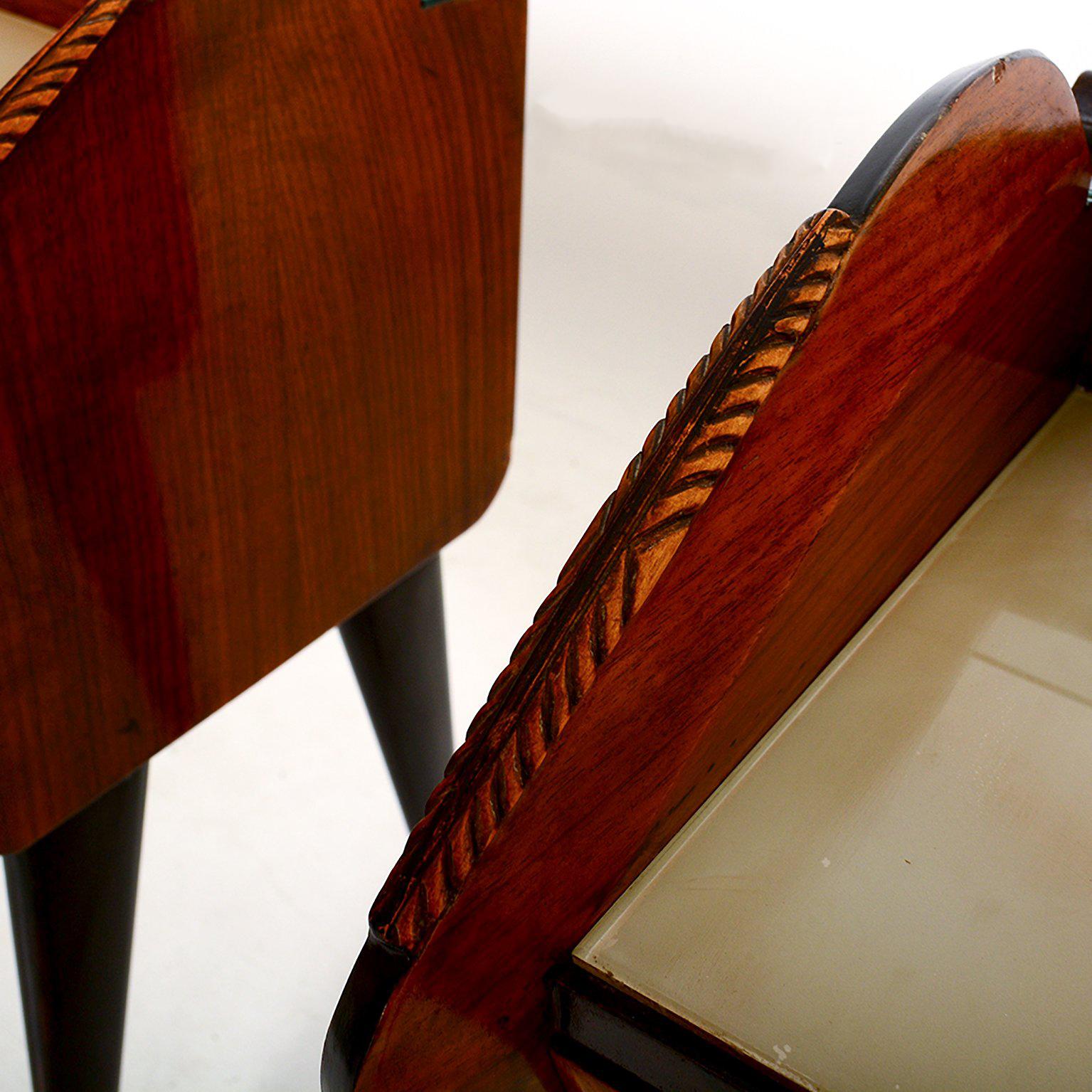 Mid Century Modern  Pair of Rosewood Nightstands Bed Side Tables Made in Italy 2