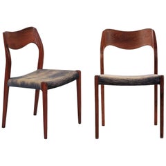 Mid-Century Modern Pair of Rosewood Side Chairs Niels Møller for J.L. Møller