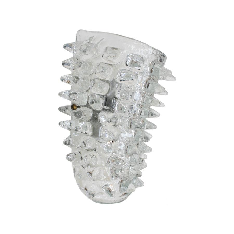 Mid-Century moderno Coppia di lampade italiane in vetro di Murano e ottone Rostrati della metà del secolo scorso in vendita