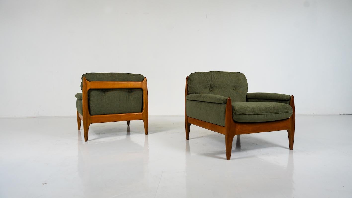 Mid-20th Century Mid-Century Modern Pair of Scandinavian Armchairs, 1960s - New Upholstery For Sale