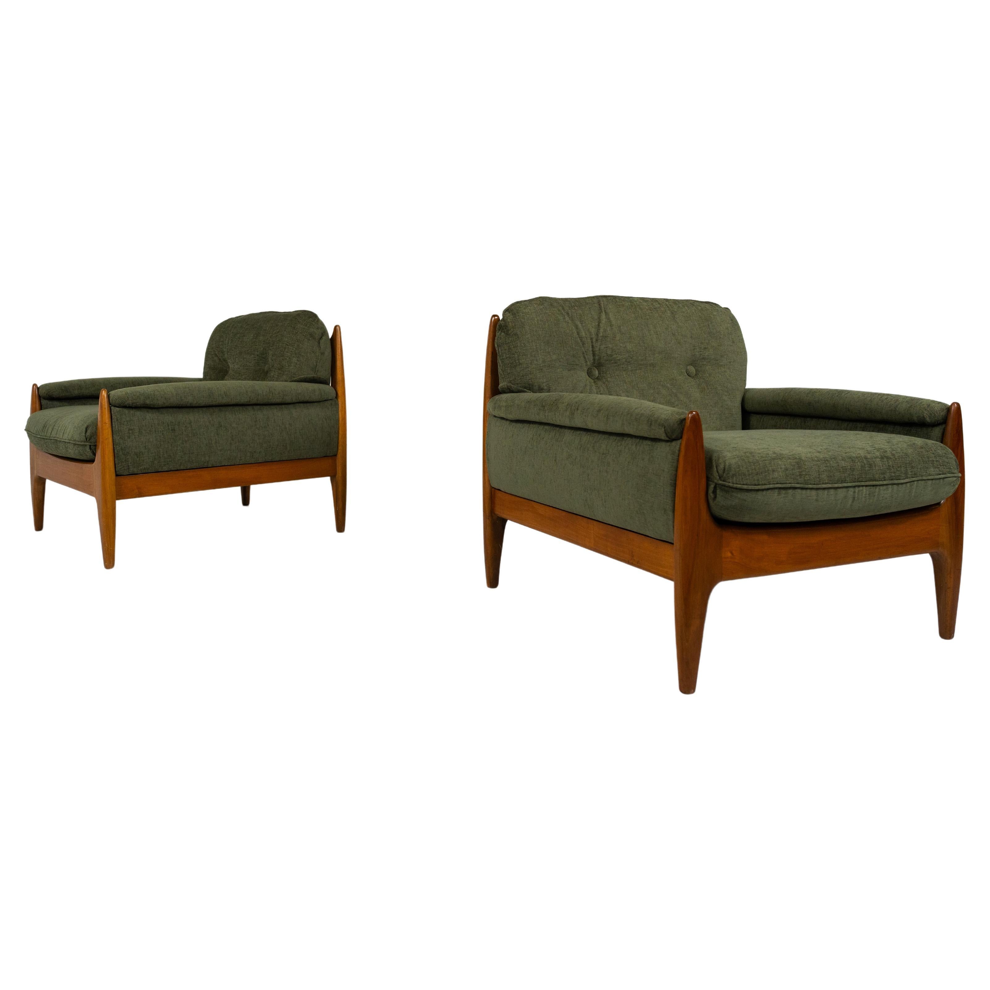 Mid-Century Modern Pair of Scandinavian Armchairs, 1960s - New Upholstery For Sale