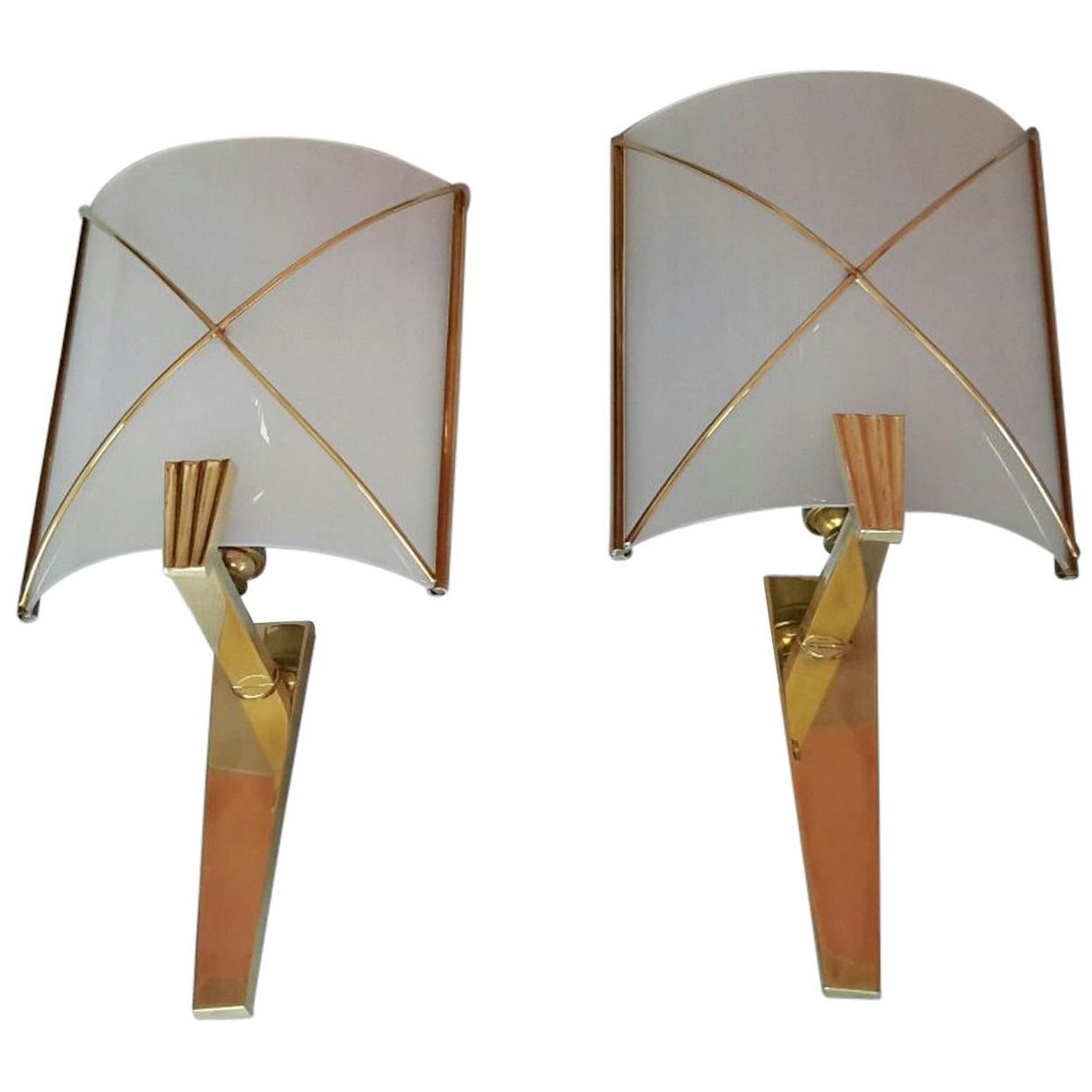 Mid-Century Modern Pair of Sconces by Lunel, France, 1950s For Sale