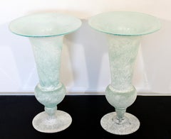 Mid-Century Modern Pair of Seguso Vetri D'Arte Glass Vases Vessels Italy Signed