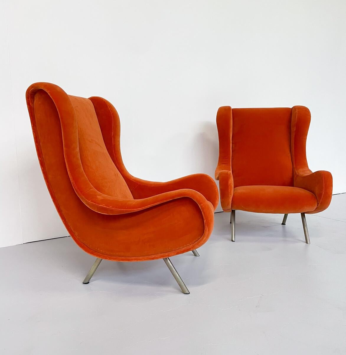Milieu du XXe siècle Paire de fauteuils senior modernes du milieu du siècle dernier par Marco Zanuso pour Arlfex en vente