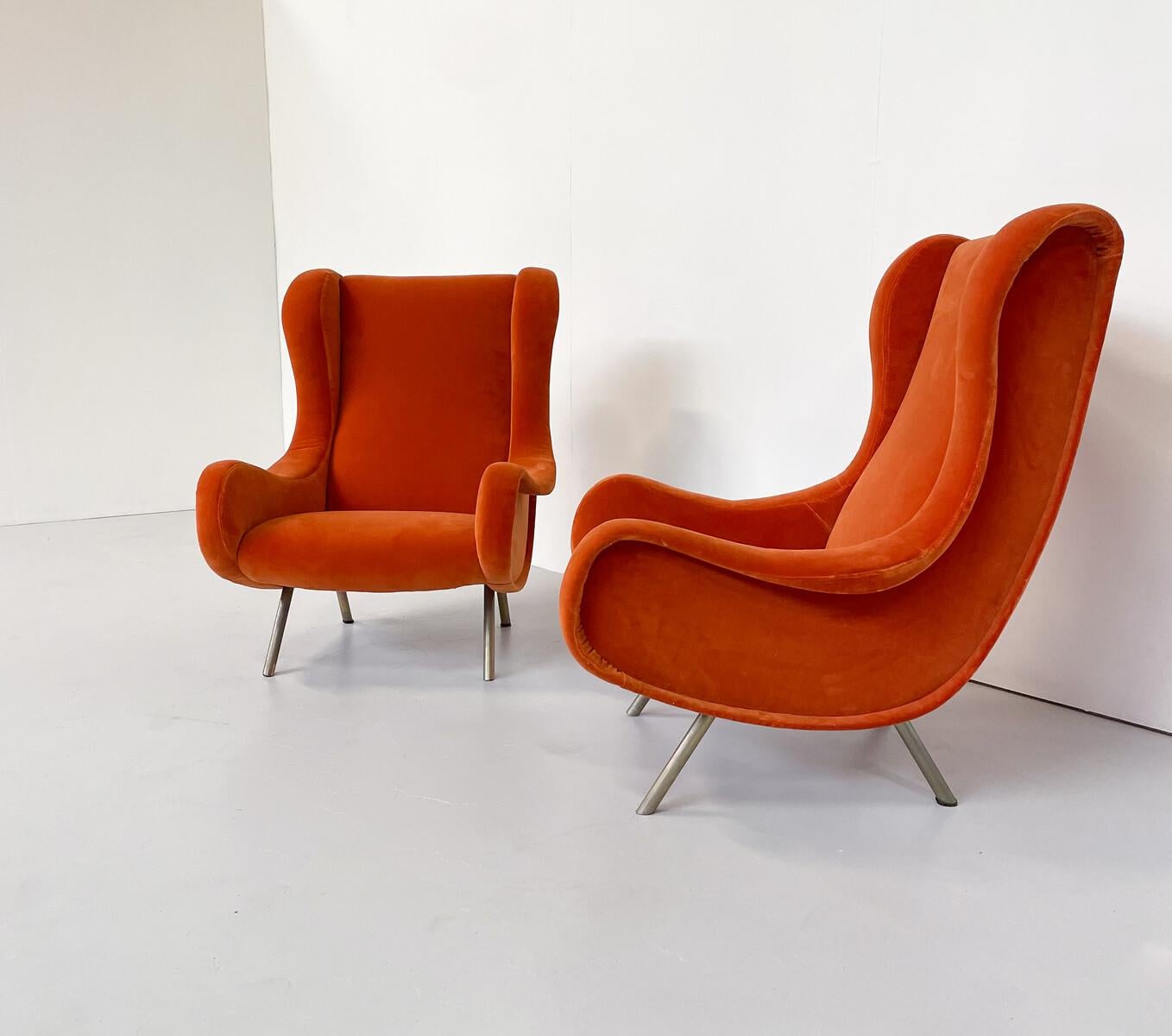 Mid-Century Modern Pair of Senior Armchairs by Marco Zanuso for Arlfex For Sale 1