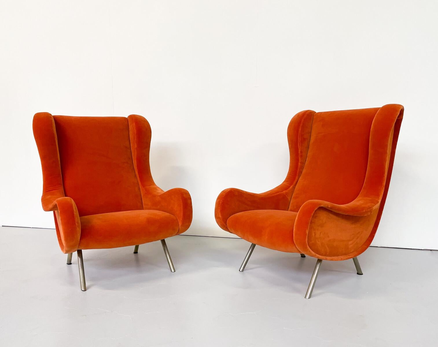 Mid-Century Modern Pair of Senior Armchairs by Marco Zanuso for Arlfex For Sale 2