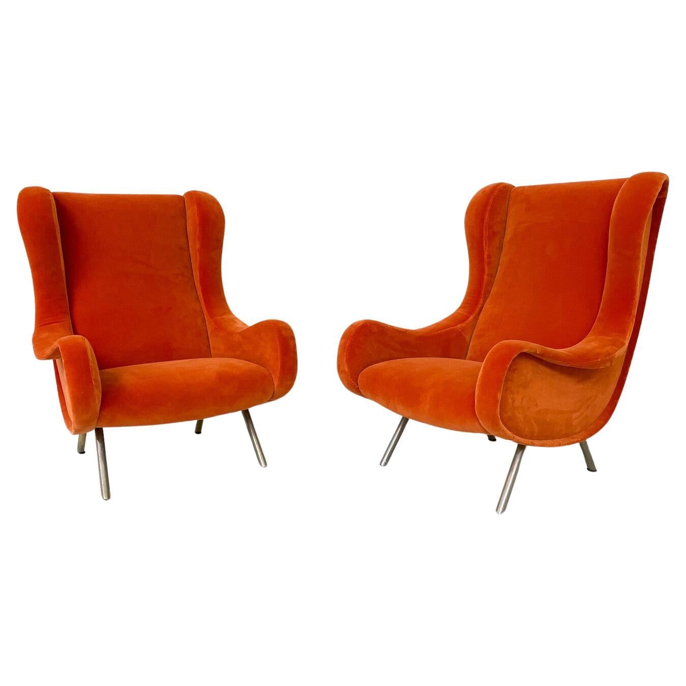 Mid-Century Modern Pair of Senior Armchairs by Marco Zanuso for Arlfex For Sale