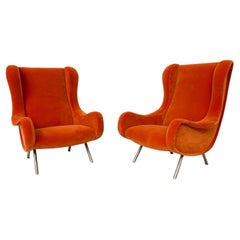 Vintage Mid-Century Modern Pair of Senior Armchairs by Marco Zanuso for Arlfex
