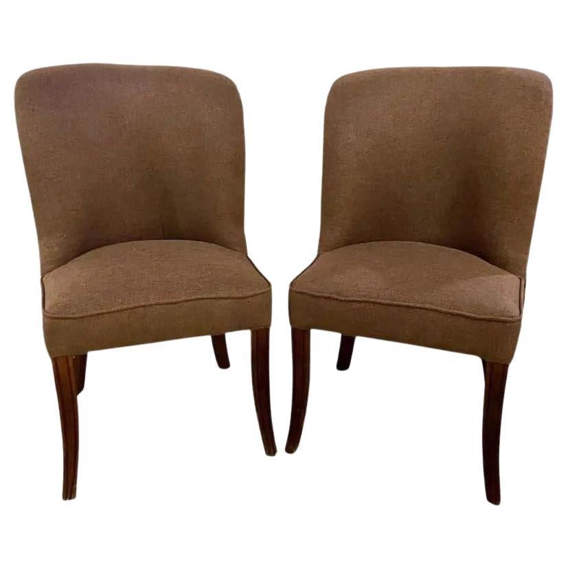 Mid-Century Modern Pair of Shaped Upholstered Chairs For Sale