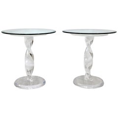 Mid-Century Modern Pair of Shlomi Haziza Lucite Acrylic Glass Side End Tables