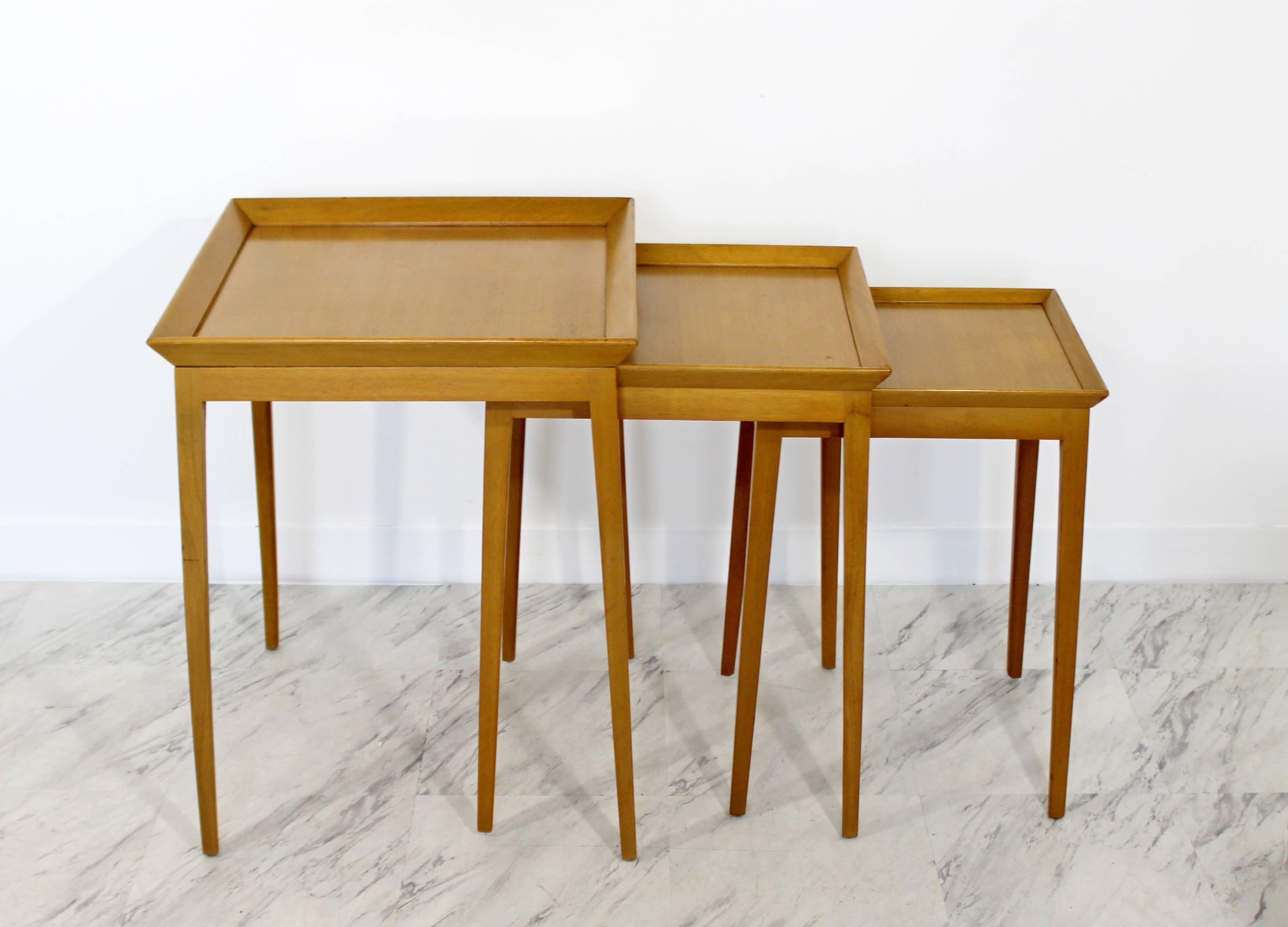 Wood Mid-Century Modern Pair of Side Nesting Table Set by Robsjohn-Gibbings, 1950s