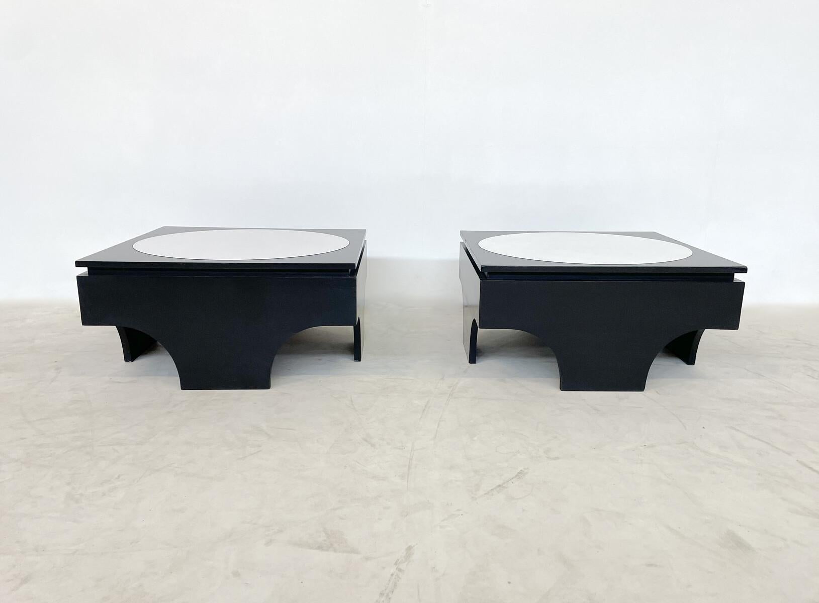 Mid-Century Modern Pair of Side Tables attributed to Emiel Veranneman, Belgium, 1970s.