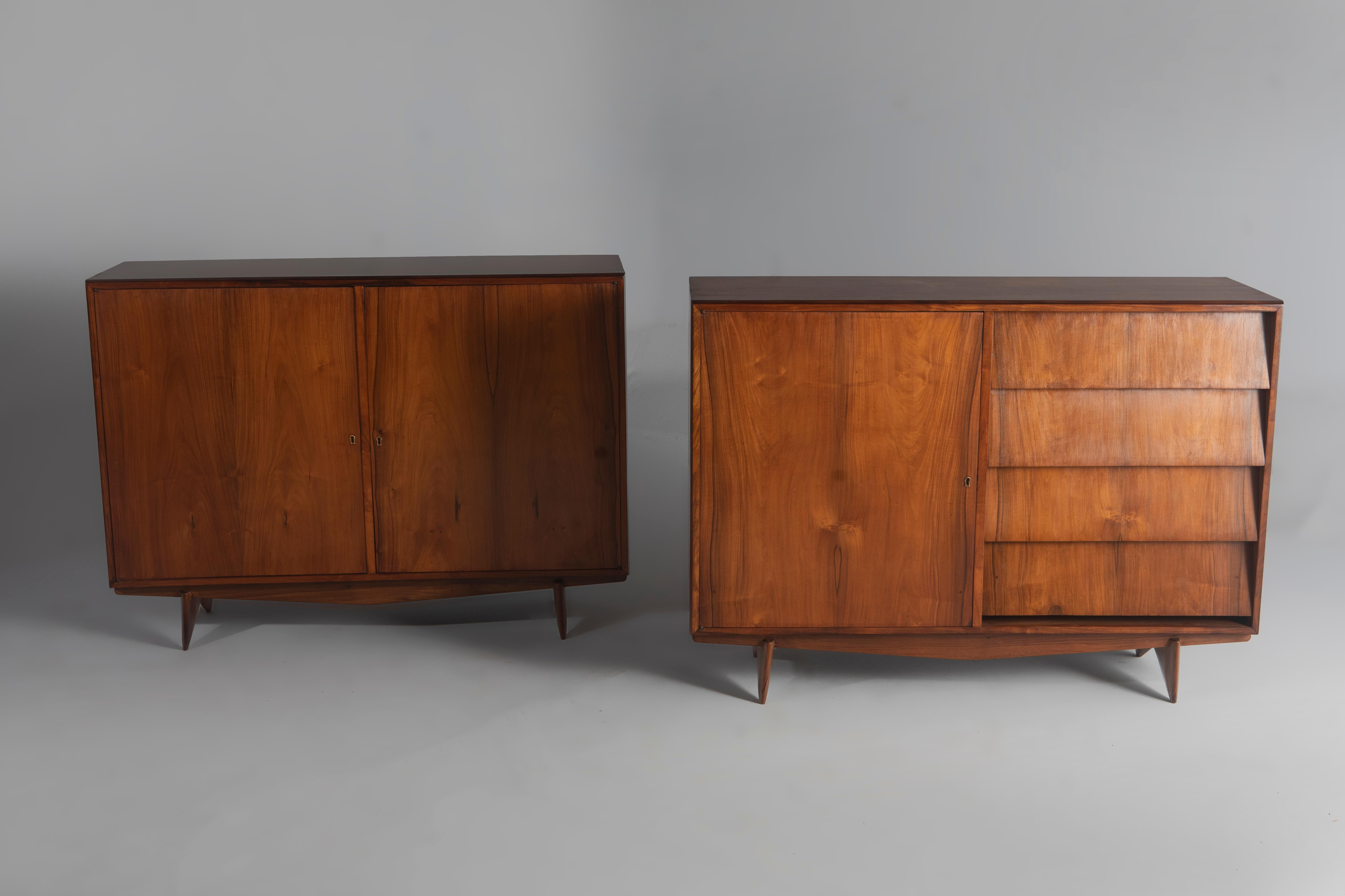 Brazilian Mid-Century Modern Pair of Sideboards by Carlo Hauner, 1950s For Sale
