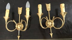Mid-Century Modern Pair of Signed Bronze Sconces by Petitot, France, circa 1940