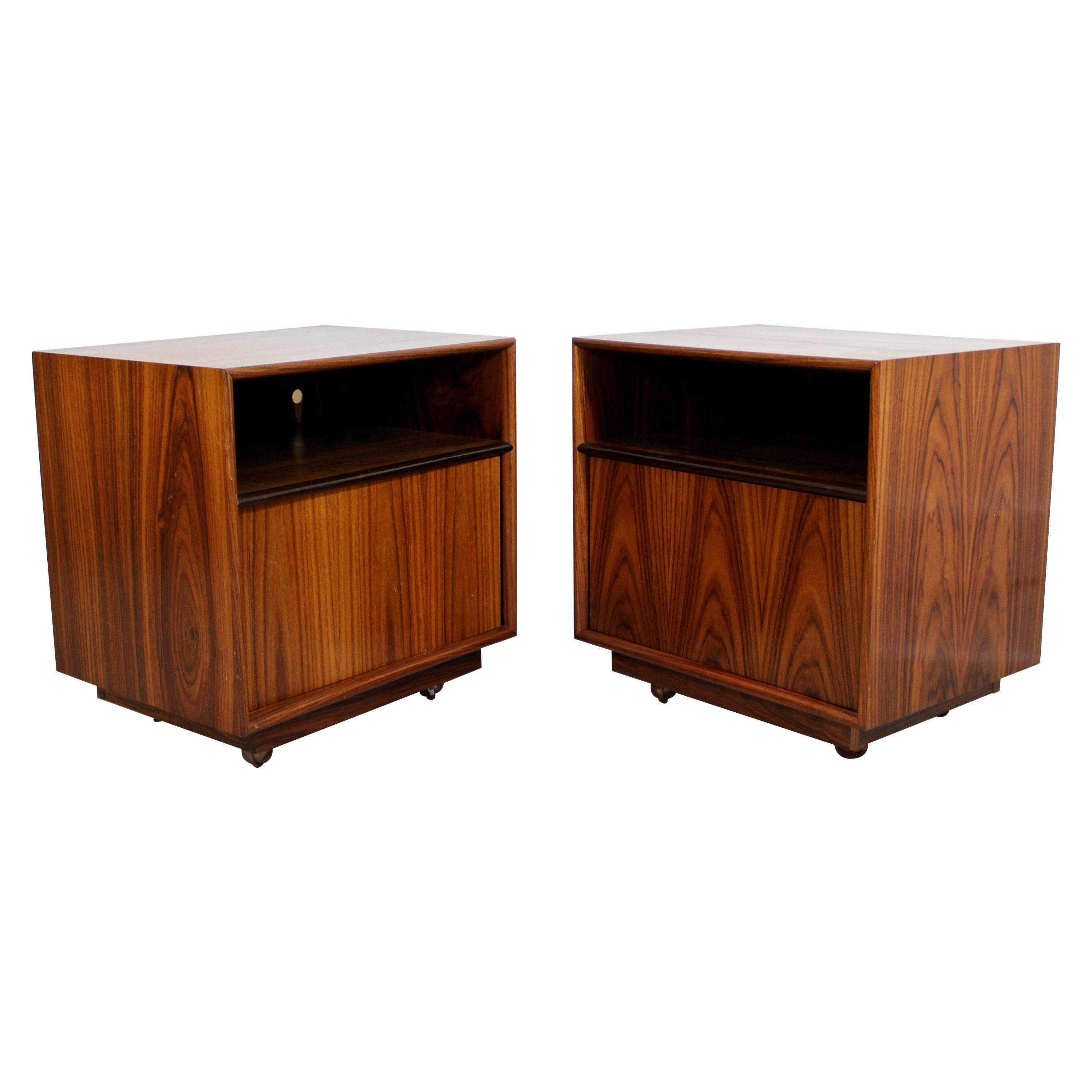 Mid-Century Modern Pair of Single Shelf Rosewood Nightstands, 1960s