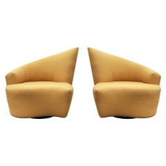 Mid-Century Modern Pair of Slipper Swivel Lounge Chairs by Preview