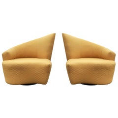 Mid-Century Modern Pair of Slipper Swivel Lounge Chairs by Vladimir Kagan