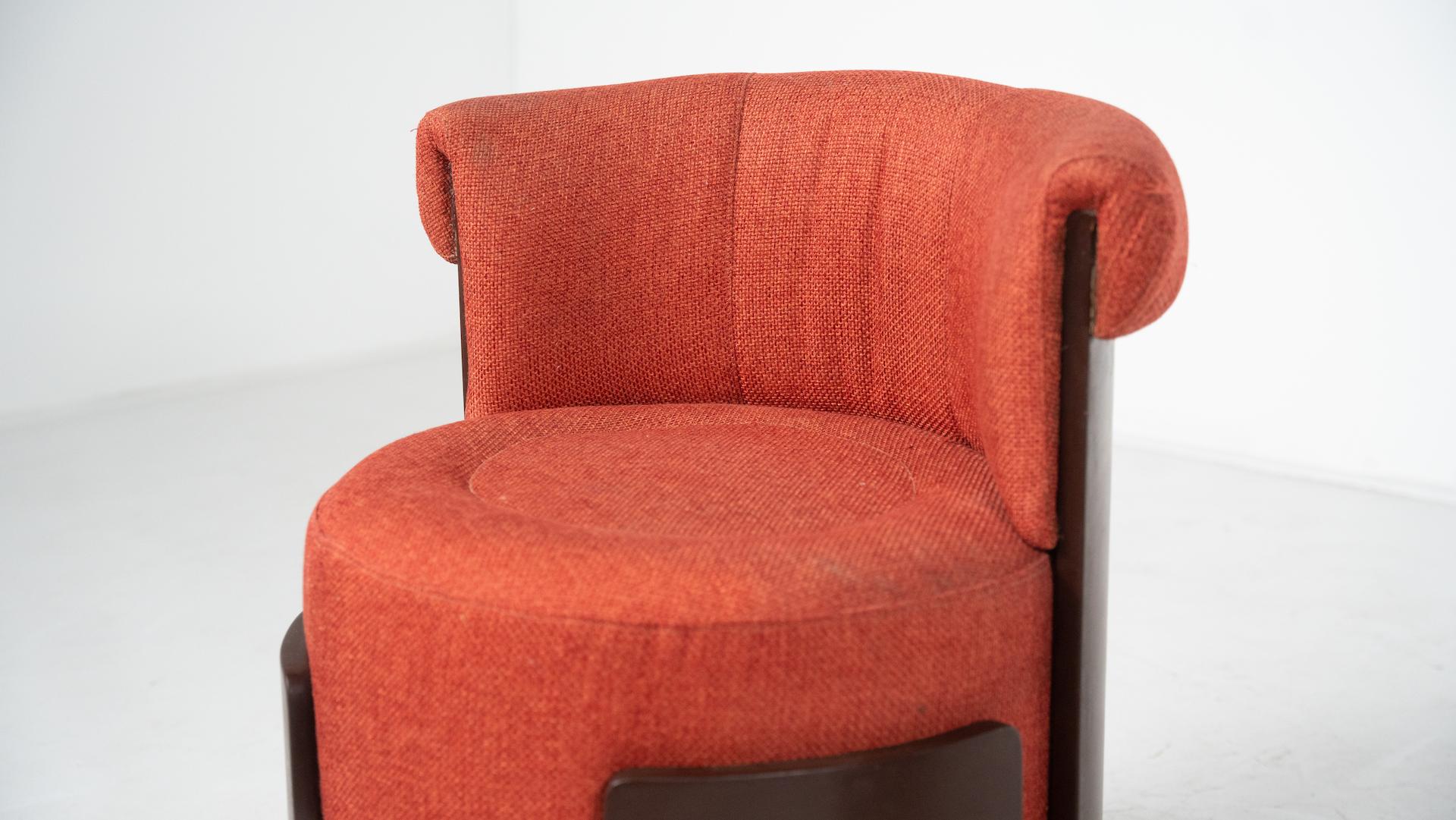 Pareja de pequeños sillones modernos de mediados de siglo, Italia, tela original en venta 1