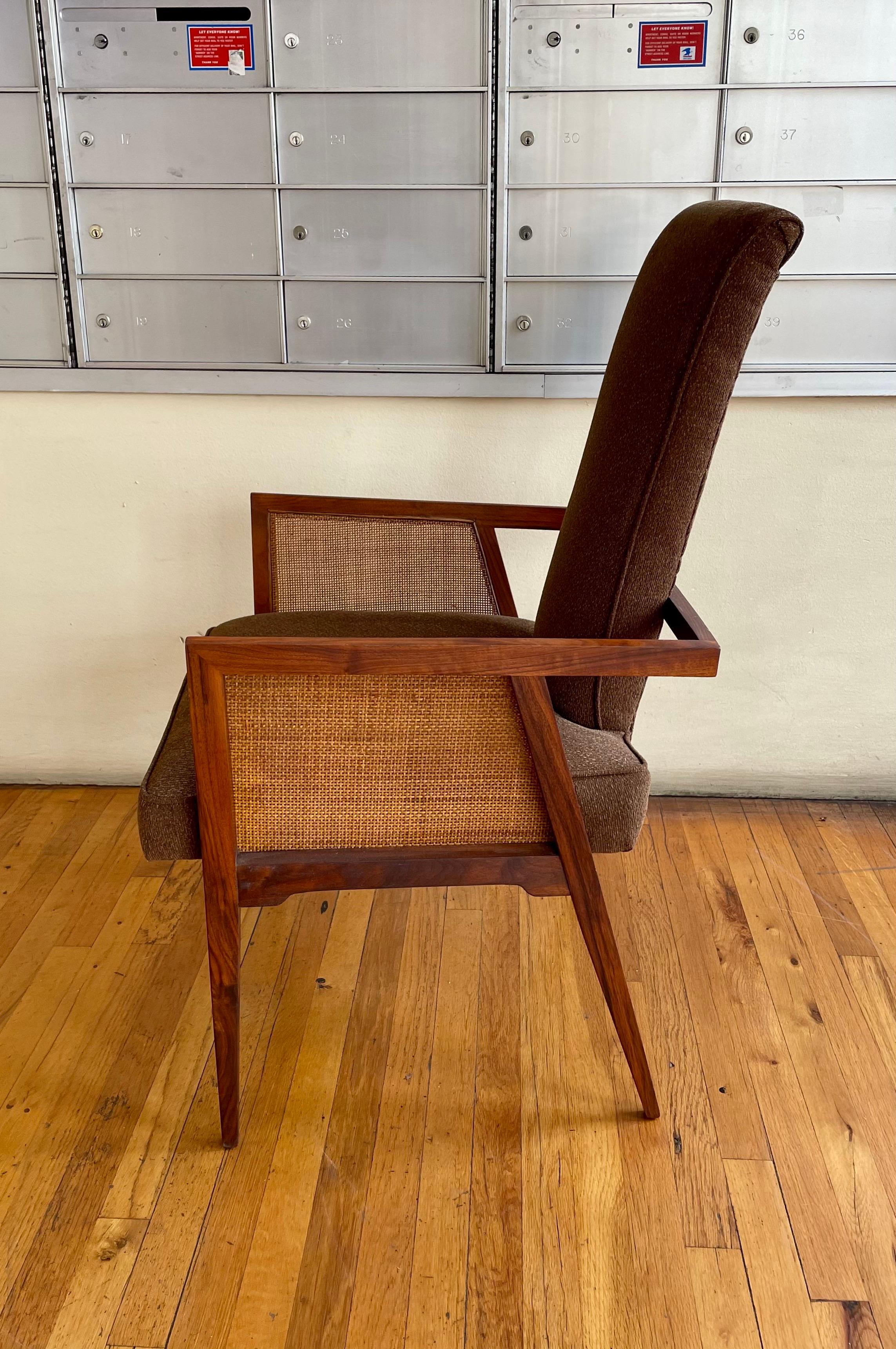 Mid-Century Modern Pair of Solid Walnut & Cane Armchairs by Foster-McDavid In Excellent Condition In San Diego, CA