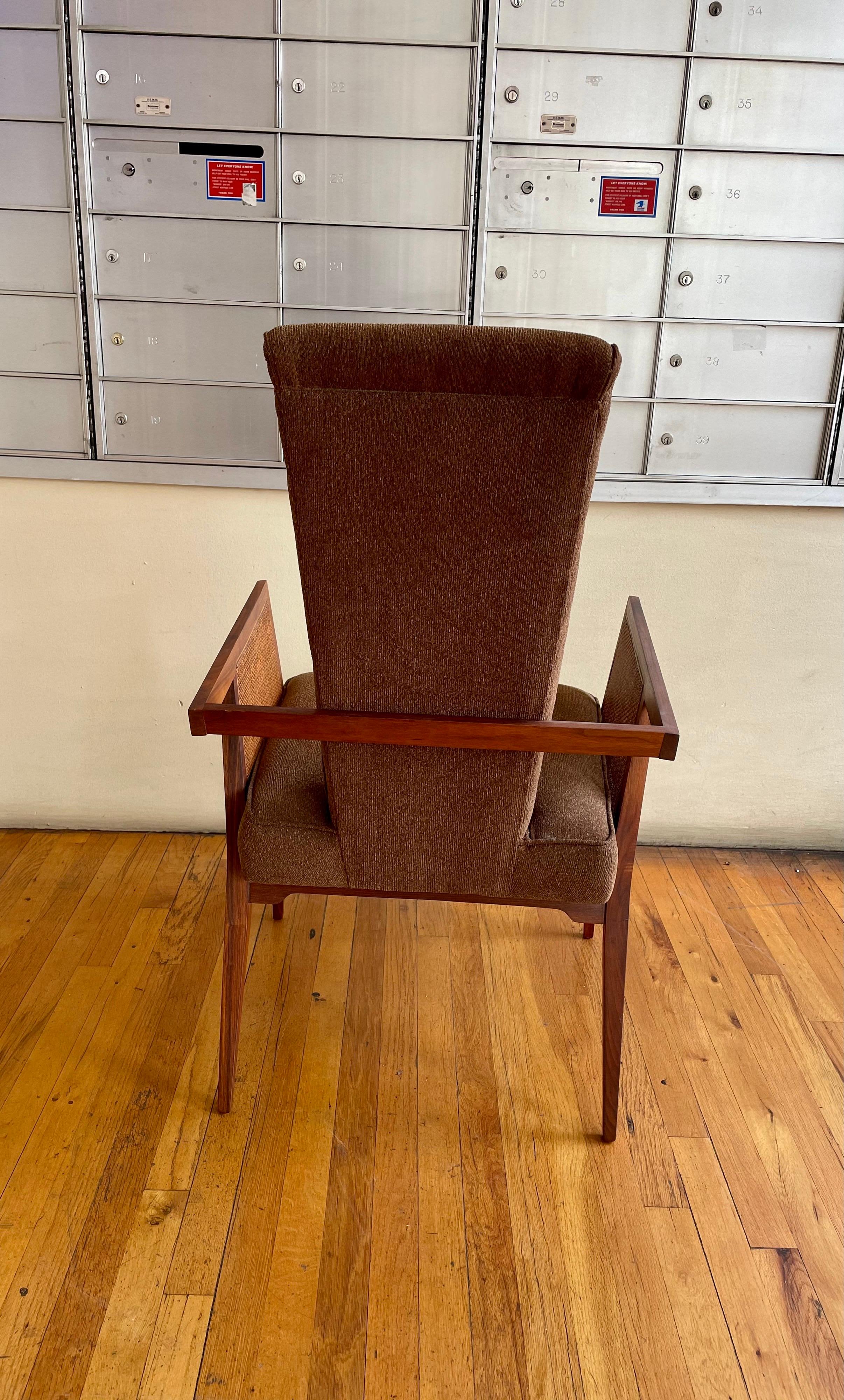 20th Century Mid-Century Modern Pair of Solid Walnut & Cane Armchairs by Foster-McDavid