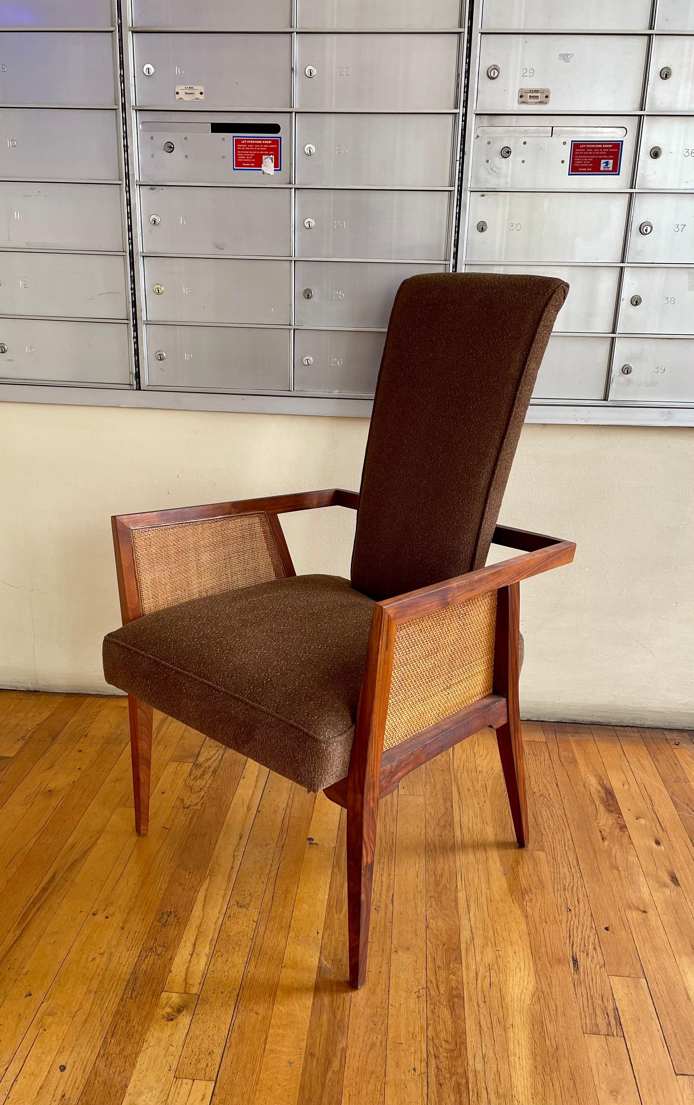 Mid-Century Modern Pair of Solid Walnut & Cane Armchairs by Foster-McDavid 1