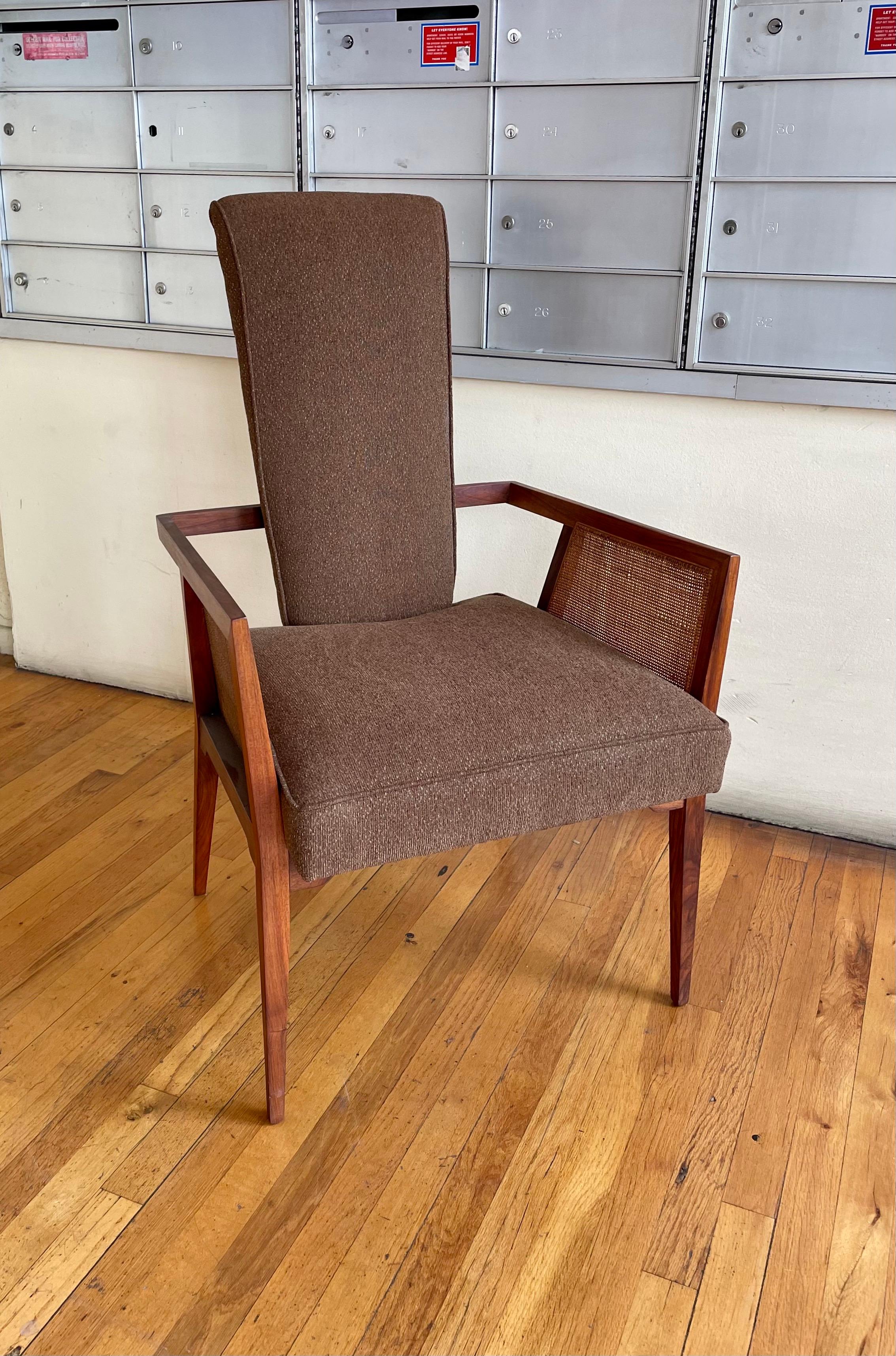 Mid-Century Modern Pair of Solid Walnut & Cane Armchairs by Foster-McDavid 2