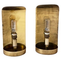 Mid-Century Modern Pair of Spanish Curved Brass Sconces