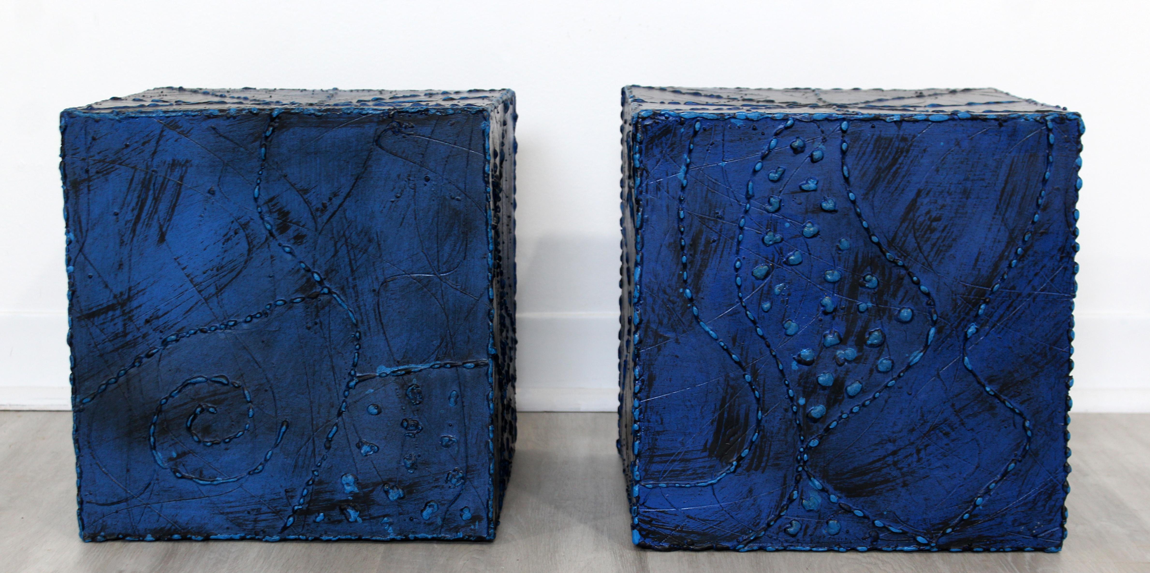 Mid-Century Modern Pair of Square Side End Tables Paul Evans Argente Style In Good Condition In Keego Harbor, MI