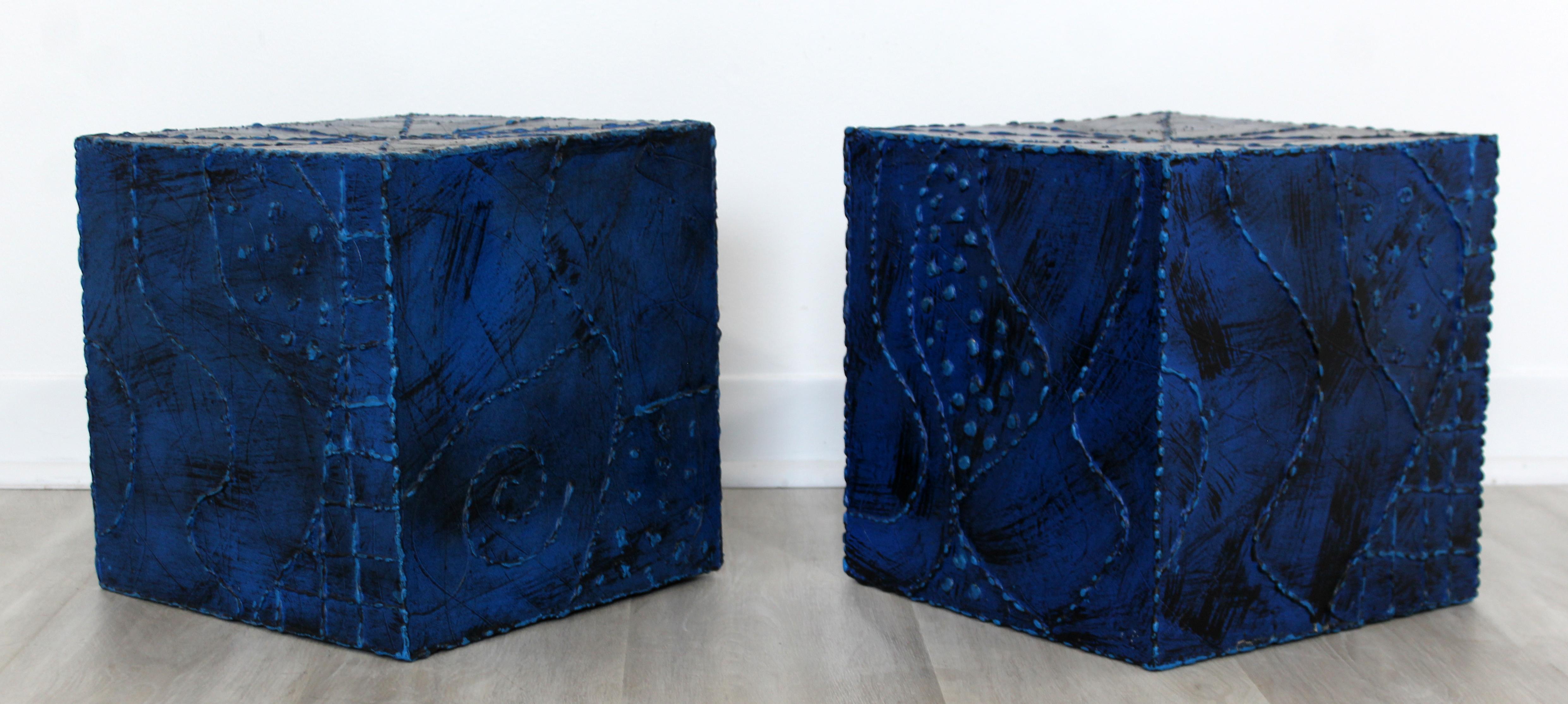 20th Century Mid-Century Modern Pair of Square Side End Tables Paul Evans Argente Style