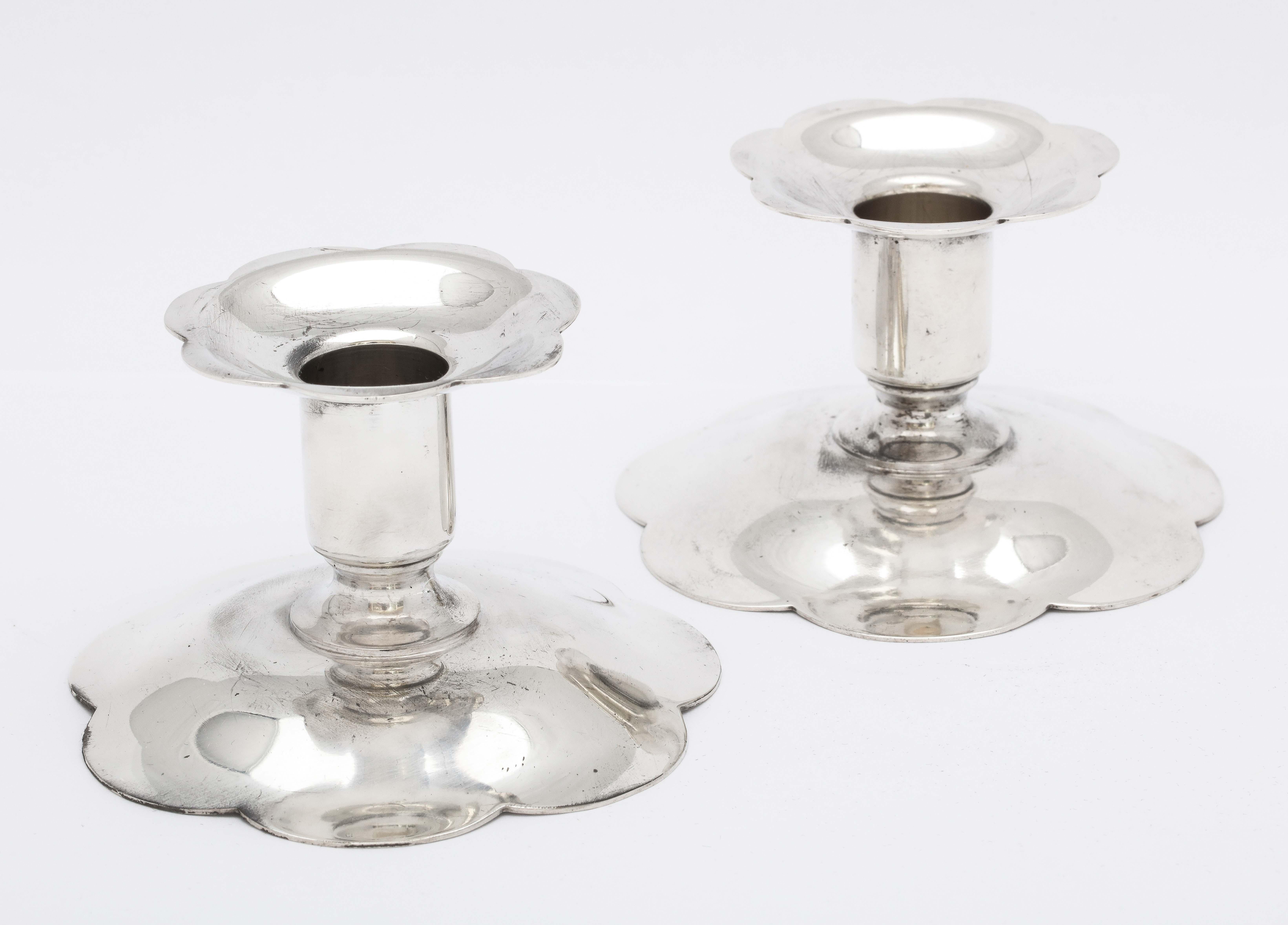 American Mid-Century Modern Pair of Sterling Silver Candlesticks by Tiffany