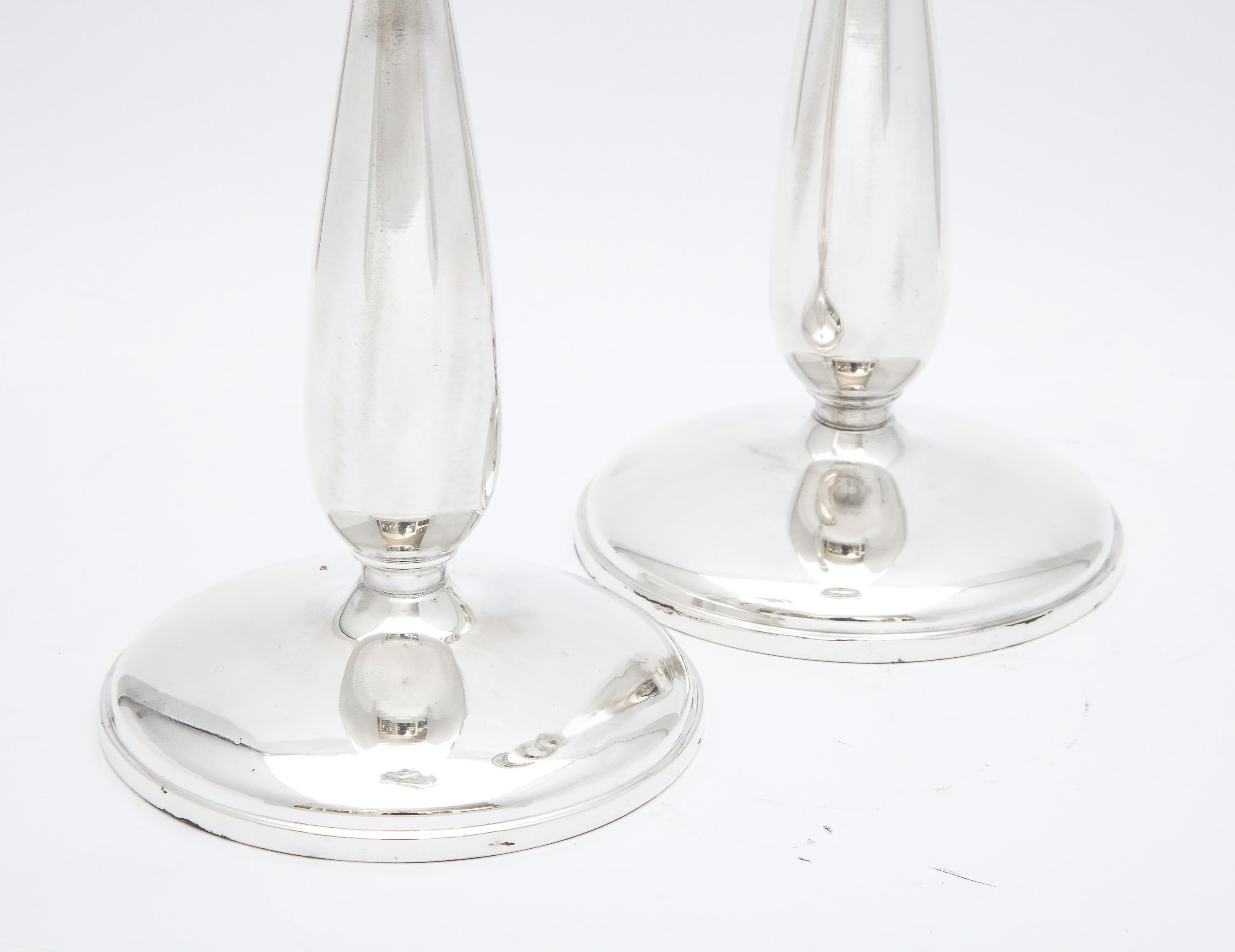 Mid-Century Modern Pair of Sterling Silver Candlesticks 9