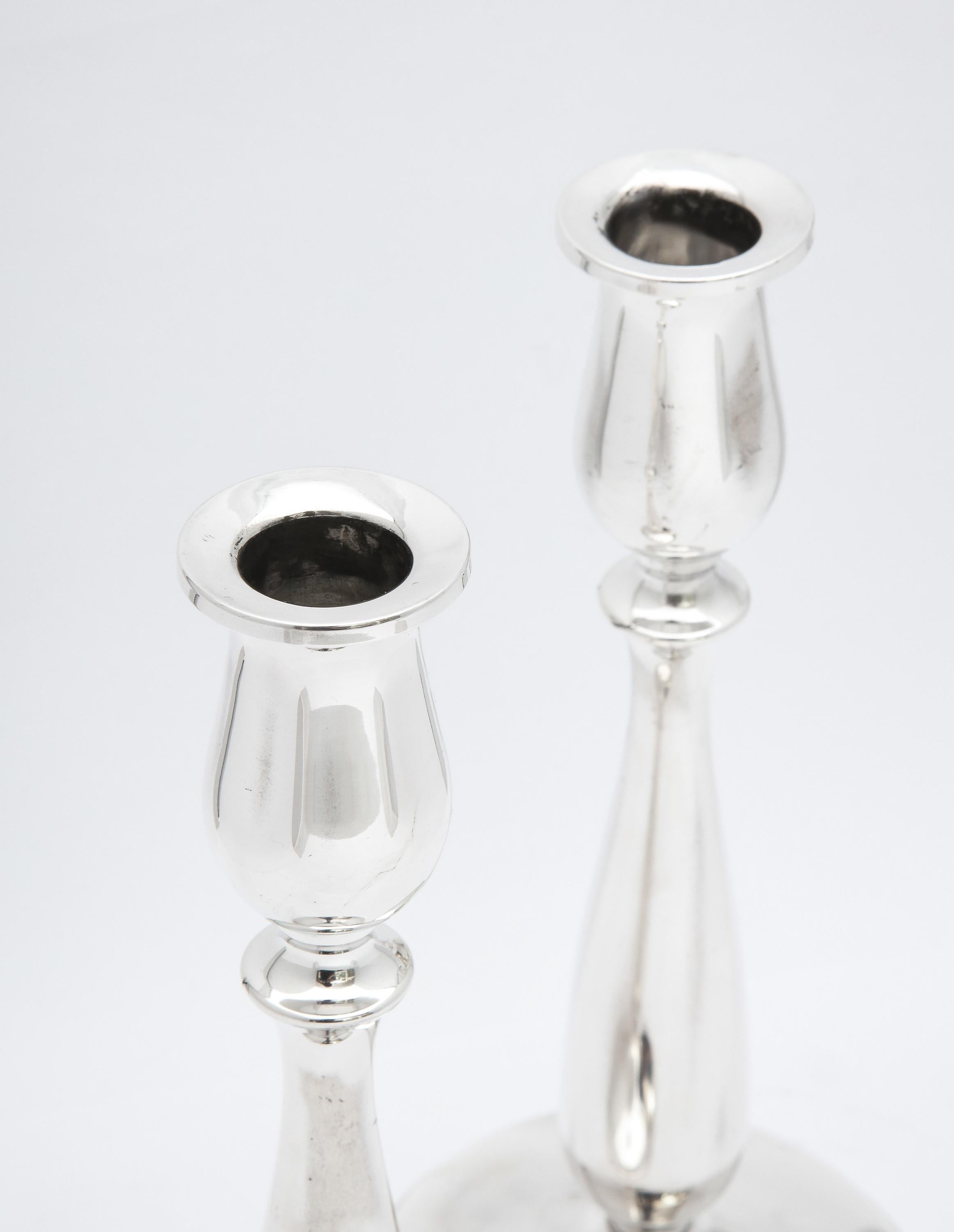 Mid-Century Modern Pair of Sterling Silver Candlesticks 10